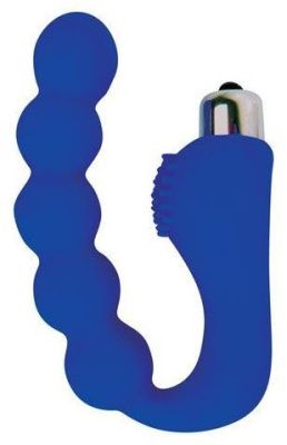 Синий силиконовый анальный вибромассажер-елочка от Bior toys