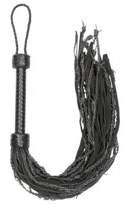 Черная многохвостая плетеная плеть Leather Suede Barbed Wired Flogger - 76 см. от Shots Media BV