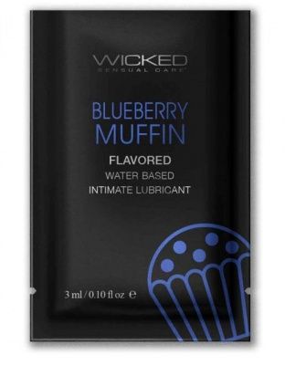 Лубрикант на водной основе с ароматом черничного маффина Wicked Aqua Blueberry Muffin - 3 мл. от Wicked