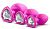 Набор розовых анальных пробок с прозрачным кристаллом-сердечком Bling Plugs Training Kit от Blush Novelties