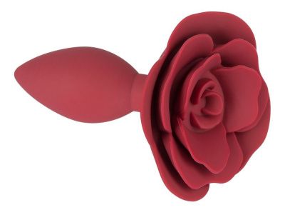 Красная анальная пробка с ограничительным основанием в виде розы - 10,7 см. от Orion