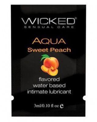 Лубрикант с ароматом спелого персика WICKED AQUA Sweet Peach - 3 мл. от Wicked