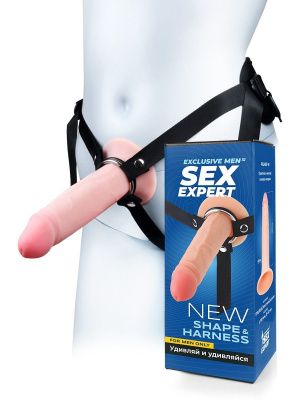 Мужской полый страпон на регулируемых ремнях - 18,5 см. от Sex Expert