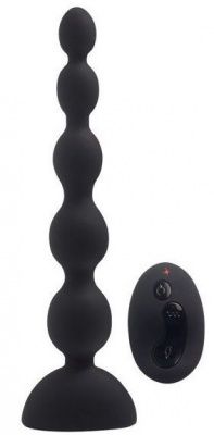 Черный анальный вибростимулятор Anal Beads L с пультом ДУ - 21,5 см.  от Howells