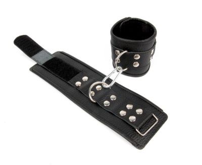 Черные кожаные наручники с заклепками с фиксацией липучками от Bior toys