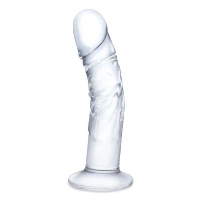 Стеклянный фаллоимитатор из стекла 7’’ Curved Realistic Glass Dildo With Veins - 15,9 см. от Glas