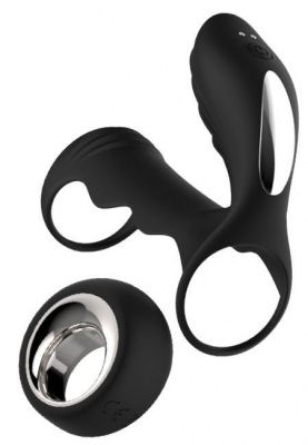 Черная насадка на пенис с вибрацией HYPERION REMOTE - 10 см. от Dream Toys