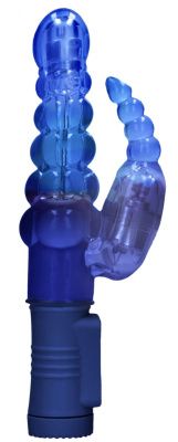 Синий вибратор-кролик Rotating Bubbles - 23,2 см. от Shots Media BV