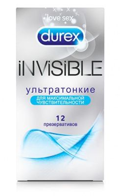 Ультратонкие презервативы Durex Invisible - 12 шт. от Durex