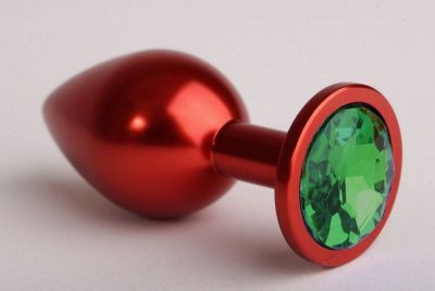 Красная анальная пробка с зелёным стразом - 7,6 см. от 4sexdreaM