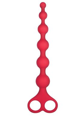Красная анальная цепочка Ribbed Silicone Anal Beads - 26 см. от NMC