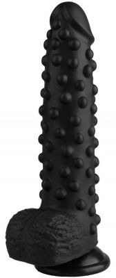 Черный анальный фаллоимитатор с пупырышками - 23,5 см. от Сумерки богов