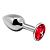Серебристая анальная втулка Mini Metal Butt Plug Size M с красным кристаллом от Adrien Lastic