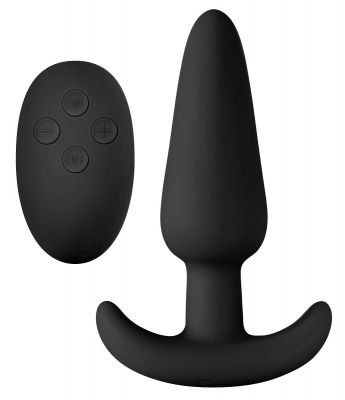 Чёрная анальная вибропробка с пультом ДУ Renegade Rumble Wireless Plug - 10 см. от NS Novelties