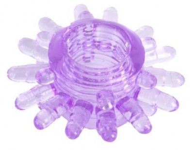 Фиолетовое гелевое эрекционное кольцо с шипиками от ToyFa