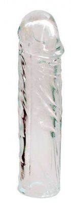 Закрытая прозрачная насадка-фаллос Crystal sleeve - 16 см. от Bior toys