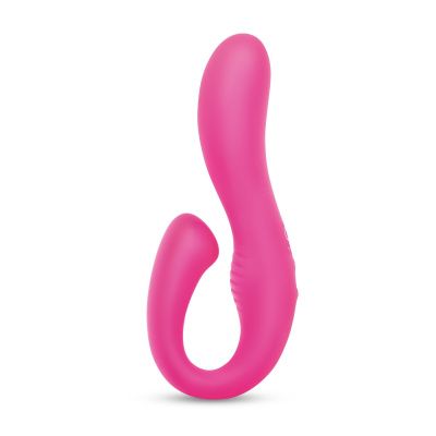 Розовый вибромассажер с клиторальным отростком Harmony Vibe - 16,8 см. от Together Toy