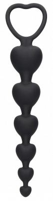 Черная анальная елочка Anal Heart Beads - 18,5 см. от Shots Media BV