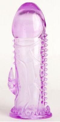 Фиолетовая гелевая насадка с шипами - 13 см. от ToyFa