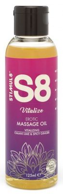 Массажное масло S8 Massage Oil Vitalize c ароматом лайма и имбиря - 125 мл. от Stimul8