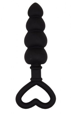 Черный анальный массажер Beaded Luv Probe - 15,6 см. от Chisa