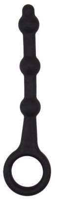 Черная силиконовая анальная цепочка-елочка с колечком - 13,5 см. от Bior toys