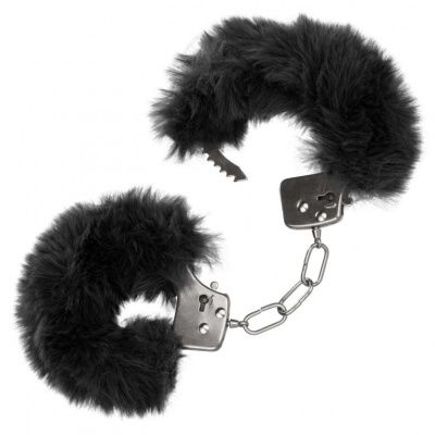 Металлические наручники с черным мехом Ultra Fluffy Furry Cuffs от California Exotic Novelties