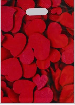 Полиэтиленовый пакет с красными сердечками - 31 х 40 см. от Сима-Ленд