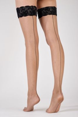 Чулки со швом на широкой бархатной резинке от Pretty Polly