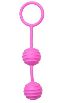 Розовые вагинальные шарики с ребрышками Pleasure Balls от EDC Wholesale