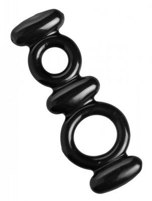 Двойное эрекционное кольцо Dual Stretch To Fit Cock and Ball Ring от XR Brands