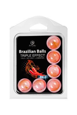 Набор из 6 шариков с массажным маслом Brazilian Balls с тройным эффектом от Secret Play