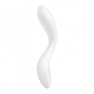 Белый вибромассажер Rrrolling Pleasure с движущимся шариком - 23 см. от Satisfyer