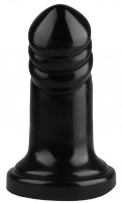 Черная реалистичная анальная втулка с широким основанием - 18,5 см. от Сумерки богов