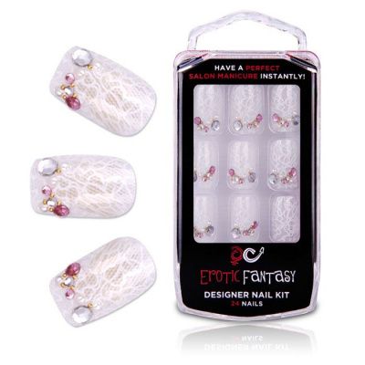 Акриловые типсы для ногтей со стразами White Dream от Erotic Fantasy