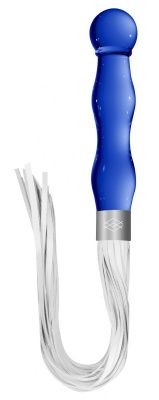 Синий анальный стимулятор-плеть Whipster с белыми хвостами от Shots Media BV