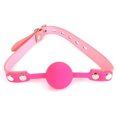 Розовый силиконовый шар-кляп на регулируемом ремешке от Bior toys