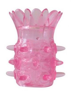 Розовая насадка на пенис с шипиками Лепестки  от Bior toys