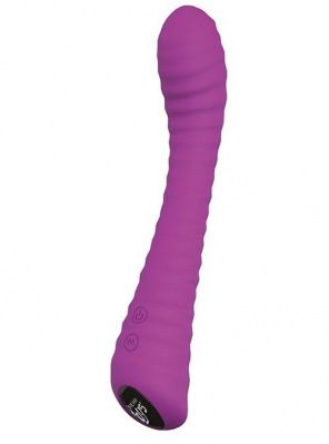 Фиолетовый перезаряжаемый вибратор с ребрышками QUEEN OF HEARTS - 15 см. от Dream Toys