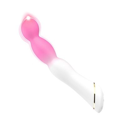 Бело-розовый вибромассажер с круглой головкой - 21,5 см. от Silicone Toys