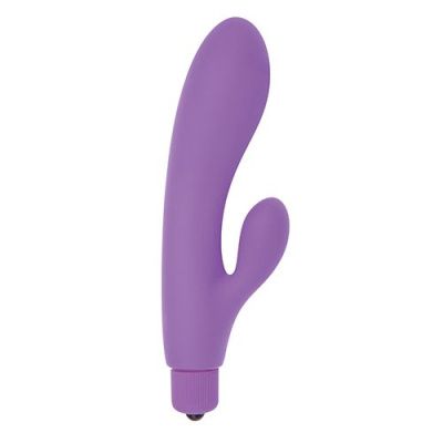 Фиолетовый вибратор с клиторальным пальчиком TINY RABBIT SILICONE - 15 см. от Toyz4lovers