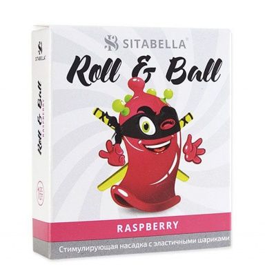 Стимулирующий презерватив-насадка Roll   Ball Raspberry от Sitabella