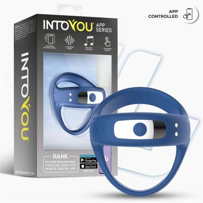 Синее интерактивное эрекционное виброкольцо Rank от Intoyou