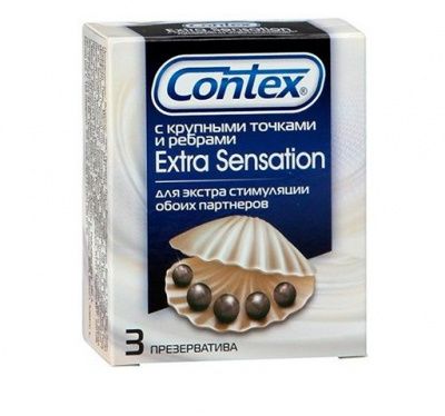 Презервативы с крупными точками и рёбрами Contex Extra Sensation - 3 шт. от Contex