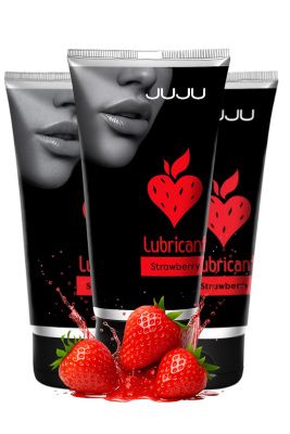 Набор из 3 съедобных лубрикантов JUJU со вкусом клубники от JuJu