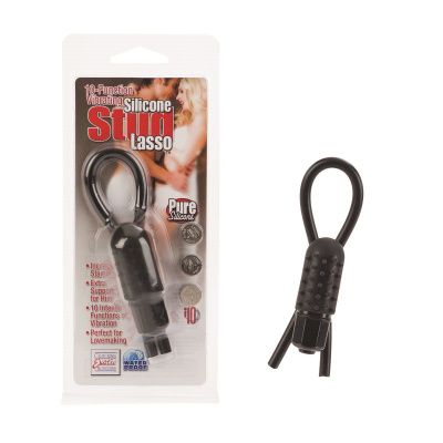 Чёрная силиконовая виброутяжка на пенис со стимулятором клитора от California Exotic Novelties