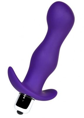 Фиолетовая изогнутая анальная вибропробка - 12,9 см. от A-toys