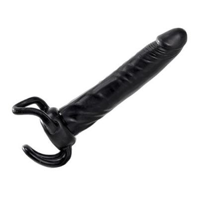 Чёрная насадка-фаллос для двойного проникновения INFLATABLE DILDO SLIM DONG  - 13,5 см. от Toyz4lovers