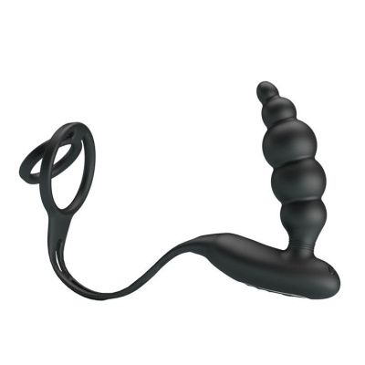 Эрекционное кольцо с анальной вибропробкой-елочкой Vibrating penis sleeve III от Baile