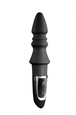 Черный конический анальный вибромассажер-ёлочка JOYFUL PLUG VIBRATOR 5.5INCH - 14 см. от NMC